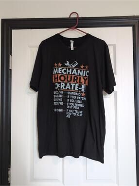 XL black mechanic funny graphic tee